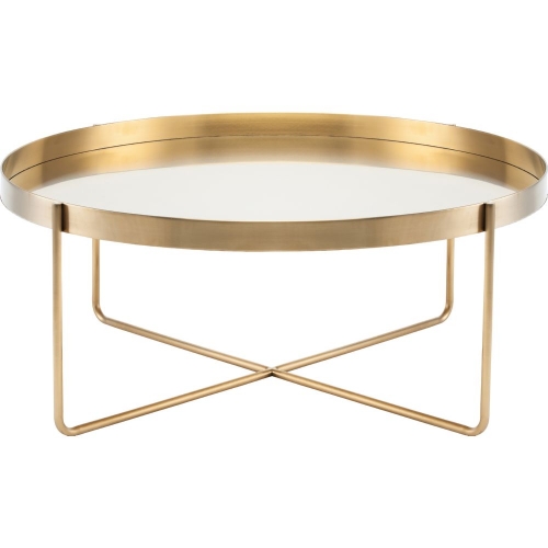 Gaultier Oval Tray Style Coffee Table in Gold Brushed Stainless Steel